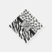 Zwarte witte Zebra Leopard Skin Monogram Servetten (Hoek)