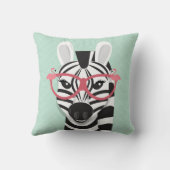 Zwarte witte Zebra met roze zonnebril Kussen (Achterkant)