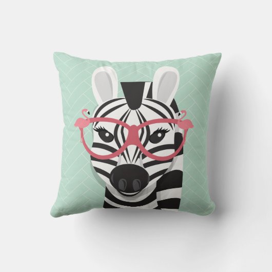 Zwarte witte Zebra met roze zonnebril Kussen (Achterkant)