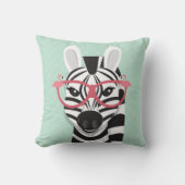 Zwarte witte Zebra met roze zonnebril Kussen (Voorkant)