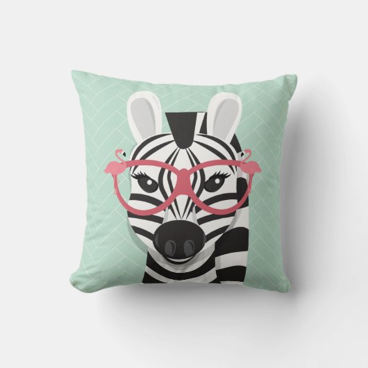 Zwarte witte Zebra met roze zonnebril Kussen (Voorkant)