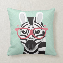 Zwarte witte Zebra met roze zonnebril Kussen