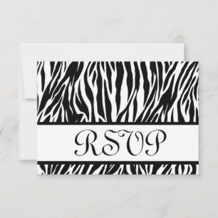 Zwarte witte zebra Print RSVP Weduwreactiekaart