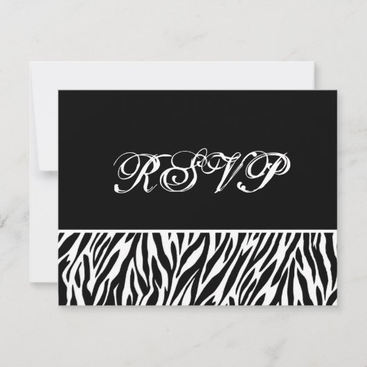 Zwarte witte zebra Print RSVP Weduwreactiekaart (Voorkant)