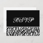 Zwarte witte zebra Print RSVP Weduwreactiekaart (Voorkant / Achterkant)