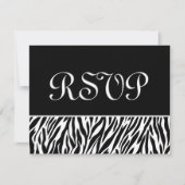 Zwarte witte zebra Print RSVP Weduwreactiekaart (Voorkant)
