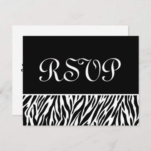 Zwarte witte zebra Print RSVP Weduwreactiekaart (Voorkant / Achterkant)