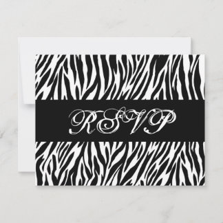 Zwarte witte zebra Print RSVP Weduwreactiekaart