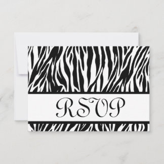 Zwarte witte zebra Print RSVP Weduwreactiekaart Kaartje