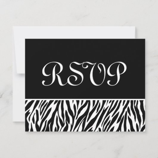 Zwarte witte zebra Print RSVP Weduwreactiekaart Kaartje (Voorkant)