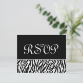 Zwarte witte zebra Print RSVP Weduwreactiekaart Kaartje (Staand voorkant)