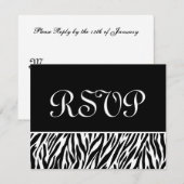 Zwarte witte zebra Print RSVP Weduwreactiekaart Kaartje (Voorkant / Achterkant)