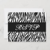 Zwarte witte zebra Print RSVP Weduwreactiekaart Kaartje (Voorkant)