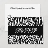 Zwarte witte zebra Print RSVP Weduwreactiekaart Kaartje (Voorkant / Achterkant)