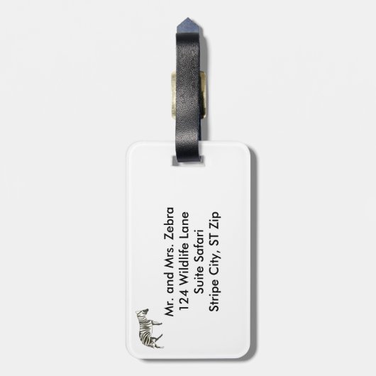 Zwarte witte Zebra Stripes Personeel Bagagelabel (Achterkant verticaal)