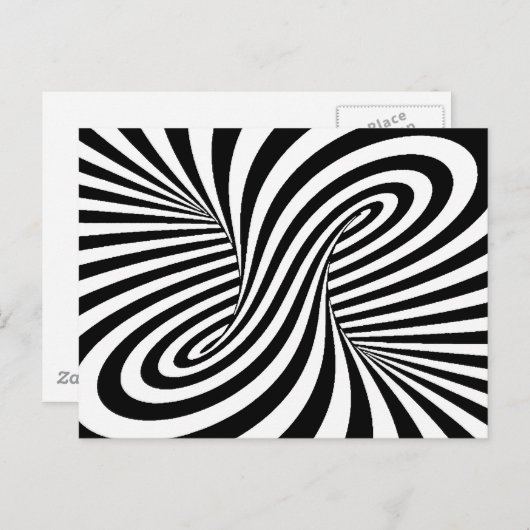 ZWARTE WITTE ZEBRA SWIRLS PATTERS OPTISCHE ILLUSIE BRIEFKAART (Voorkant / Achterkant)