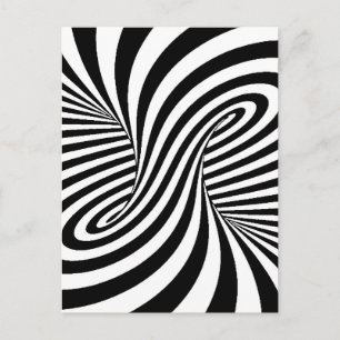 ZWARTE WITTE ZEBRA SWIRLS PATTERS OPTISCHE ILLUSIE BRIEFKAART