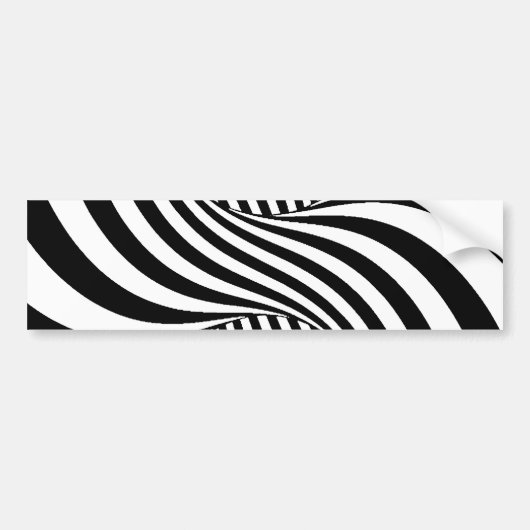 ZWARTE WITTE ZEBRA SWIRLS PATTERS OPTISCHE ILLUSIE BUMPERSTICKER (Voorkant)