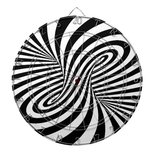 ZWARTE WITTE ZEBRA SWIRLS PATTERS OPTISCHE ILLUSIE DARTBORD (Voorkant)