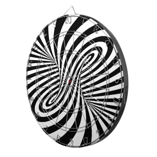 ZWARTE WITTE ZEBRA SWIRLS PATTERS OPTISCHE ILLUSIE DARTBORD (Voorkant Rechts)