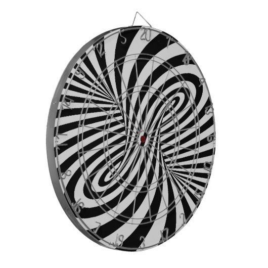 ZWARTE WITTE ZEBRA SWIRLS PATTERS OPTISCHE ILLUSIE DARTBORD (Voorkant Links)