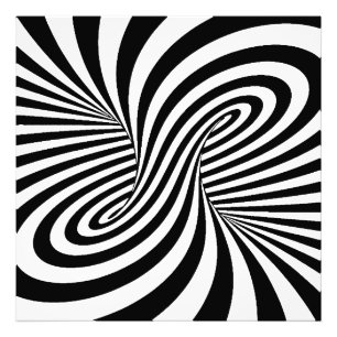 ZWARTE WITTE ZEBRA SWIRLS PATTERS OPTISCHE ILLUSIE FOTO AFDRUK