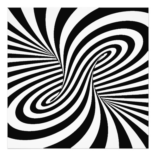 ZWARTE WITTE ZEBRA SWIRLS PATTERS OPTISCHE ILLUSIE FOTO AFDRUK (Voorkant)