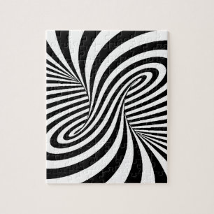 ZWARTE WITTE ZEBRA SWIRLS PATTERS OPTISCHE ILLUSIE LEGPUZZEL