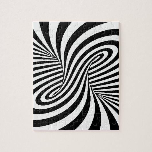 ZWARTE WITTE ZEBRA SWIRLS PATTERS OPTISCHE ILLUSIE LEGPUZZEL (Verticaal)