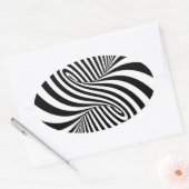 ZWARTE WITTE ZEBRA SWIRLS PATTERS OPTISCHE ILLUSIE OVALE STICKER (Envelop)