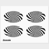ZWARTE WITTE ZEBRA SWIRLS PATTERS OPTISCHE ILLUSIE OVALE STICKER (Vel)