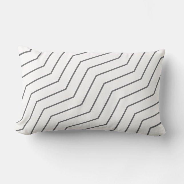 Zwarte witte zigzag Patroon Lumbar Pillow Kussen (Voorkant)