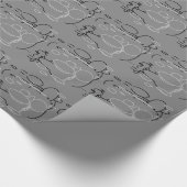 Zwarte witte zilvercirkels, grijze achtergrond cadeaupapier (Hoek)