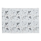 Zwarte witte zilvergrijze bladeren kussensloop (Achterkant-Rechts)