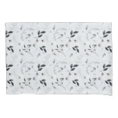 Zwarte witte zilvergrijze bladeren kussensloop (Voorkant-Links)