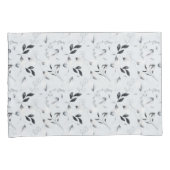 Zwarte witte zilvergrijze bladeren kussensloop (Voorkant-Rechts)