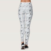 Zwarte witte zilvergrijze bladeren leggings (Achterkant)