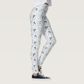 Zwarte witte zilvergrijze bladeren leggings (Rechts)