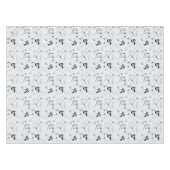 Zwarte witte zilvergrijze bladeren tafelkleed (Voorkant (Horizontaal))