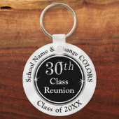 Zwarte, witte, zilverkleurige 30-jarige reünie sleutelhanger (Voorkant)