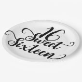 Zwarte & Witte zoete 16-jarige partij Papieren Bordje (Gekanteld)