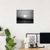 Zwarte & Witte Zonnetijd op de Baai Horizontaal 16 Poster (Thuiskantoor)