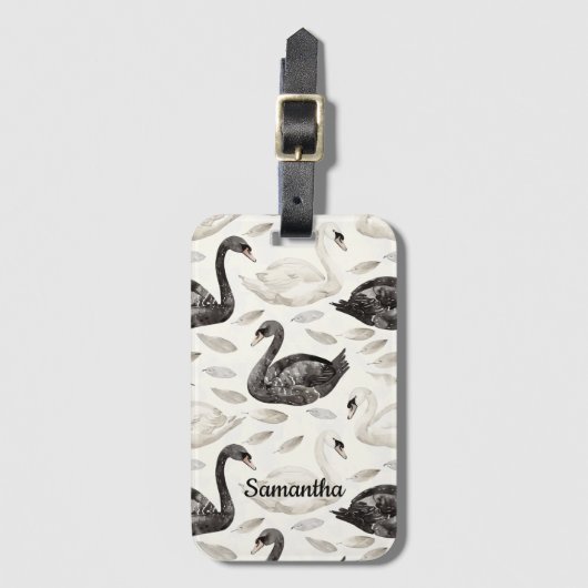 Zwarte witte zwanen bagagelabel (Voorkant (verticaal))