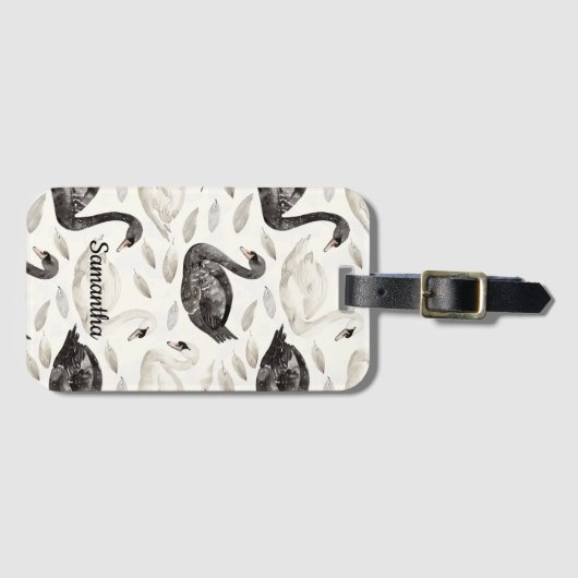 Zwarte witte zwanen bagagelabel (Voorkant (horizontaal))