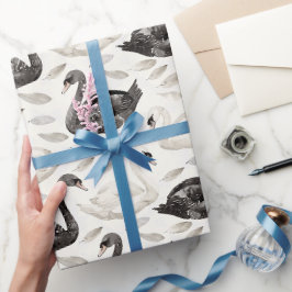 Zwarte Witte Zwanen Bruidsdouche Cadeaupapier