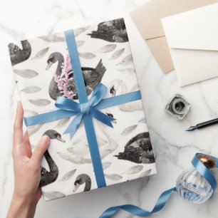 Zwarte Witte Zwanen Bruidsdouche Cadeaupapier