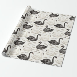 Zwarte Witte Zwanen Bruidsdouche Cadeaupapier
