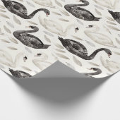 Zwarte Witte Zwanen Bruidsmeisjesfeest Cadeaupapier (Hoek)