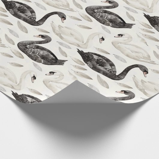 Zwarte Witte Zwanen Bruidsmeisjesfeest Cadeaupapier (Hoek)