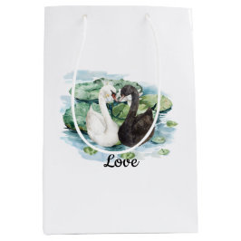 Zwarte Witte Zwanen Waterlelies Bruidsmeisje Borre Medium Cadeauzakje